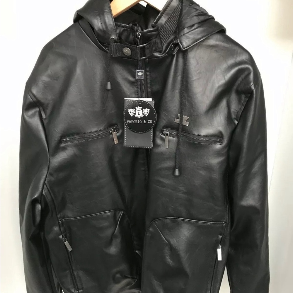 Emporio & Co hooded leather jacket
